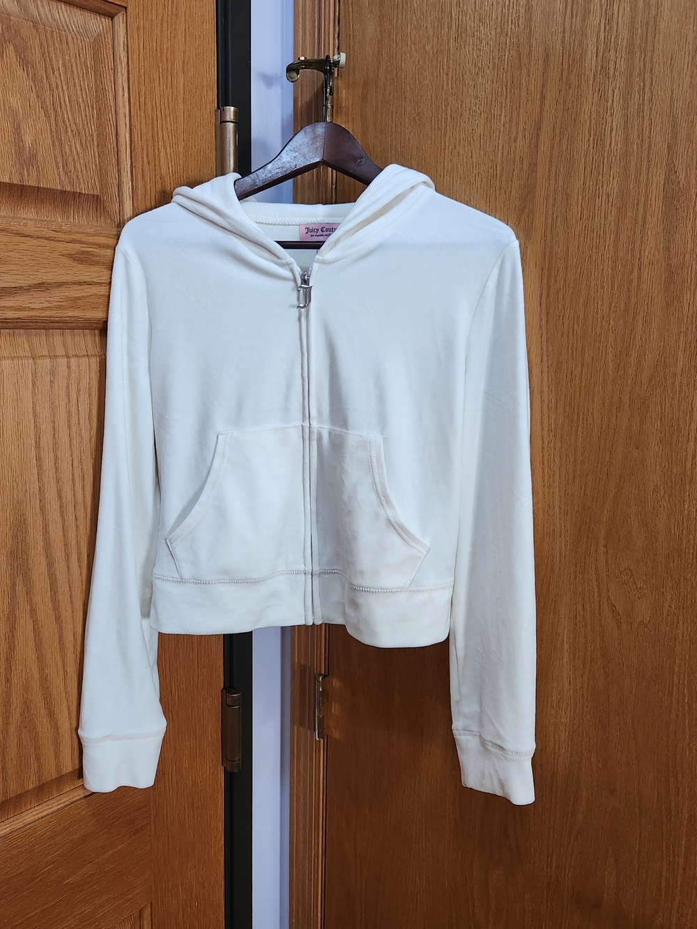 Juicy Couture Cream Zip Hoodie with Front Pockets